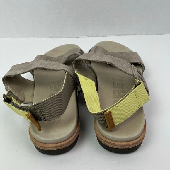 Sorel Torpeda Double Strap Slingback Sandal Flat Soft Leather Grey Yellow Sz 7 - Picture 8 of 16